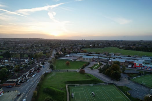 Best Aerial View of Luton City of England after Sunset photo