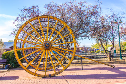 Old Wooden Spool Reel Outside Train Depot photo