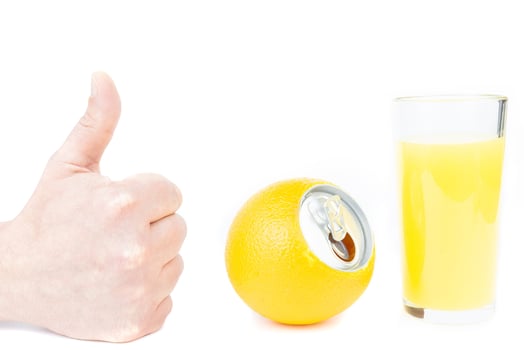 orange juice on white background photo