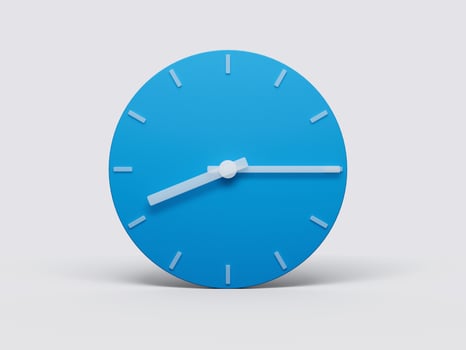 Minimal Clock time 8 15 o'clock or Eight Fifteen on light pastel background 3d illustration photo