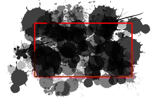 backdrop black drops on white background, Abstract black white watercolor splashes and red frame photo