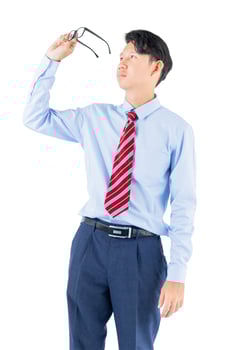 Male wearing shirt posing in studio isolated on white with clipping path photo