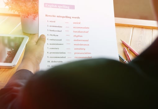 English spelling worksheet photo