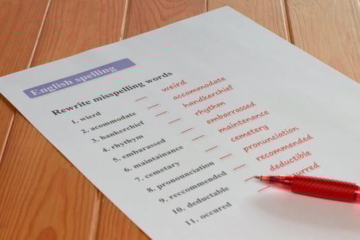 English spelling worksheet photo