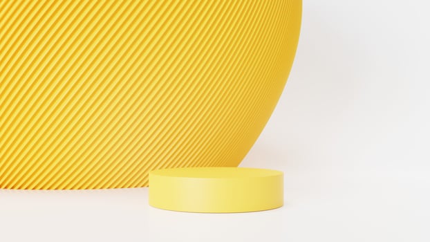 Podium, pastel yellow. on a white background. 3d rendering photo