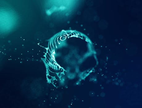 Abstract blue 3d Illuminated distorted Mesh Sphere. Elegant Abstract Destroyed Sphere. Big data visualization. photo