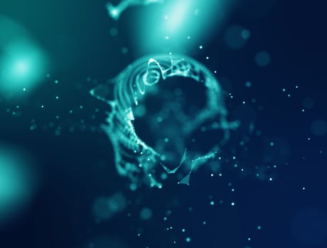 Abstract blue 3d Illuminated distorted Mesh Sphere. Elegant Abstract Destroyed Sphere. Big data visualization. photo