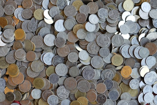 Many Thai coins baht photo