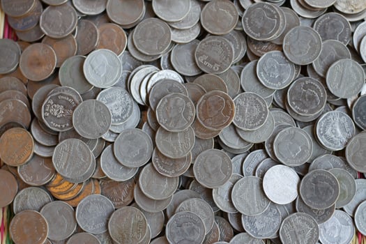 Many Thai coins baht photo