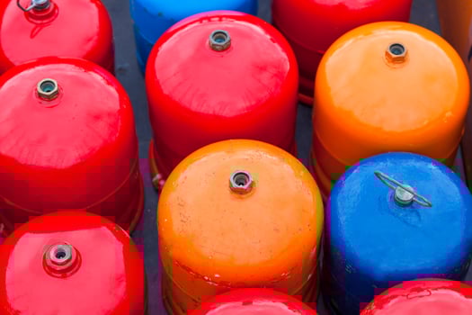 Bright metal gas bottles photo