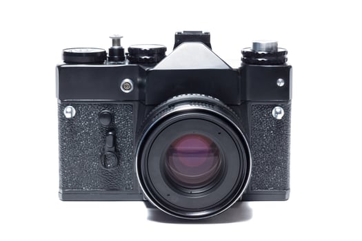 the camera on white background photo