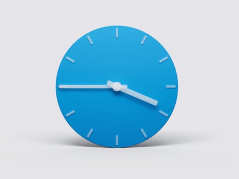Minimal Clock time 3 45 o'clock or Three forty five on light pastel background 3d illustration photo