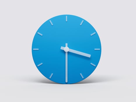 Minimal Clock time 3 30 o'clock or Three Thirty on light pastel background 3d illustration photo