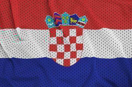 Croatia flag printed on a polyester nylon sportswear mesh fabric photo