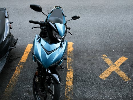 Blue scooter social distancing photo