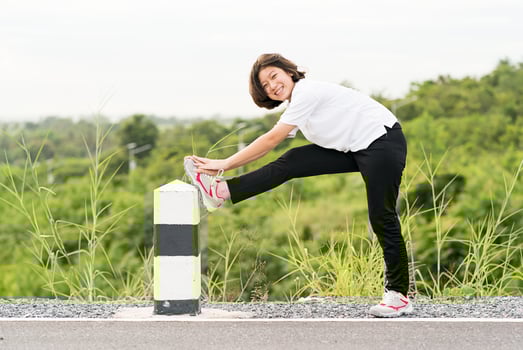 Woman preparing for jogging outdoor photo