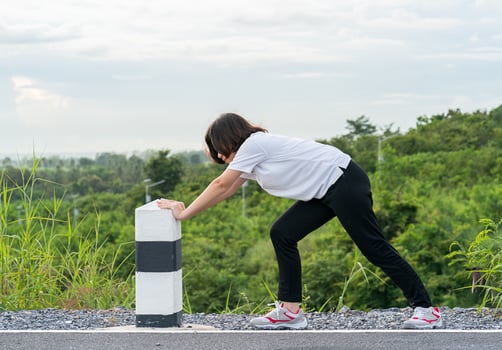 Woman preparing for jogging outdoor photo