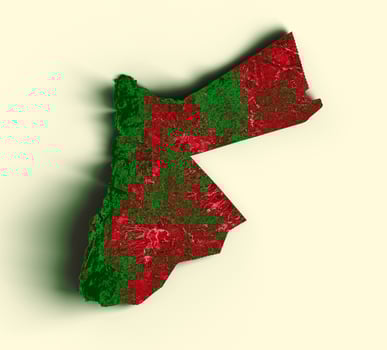 Jordan map with the flag Colors Green and yellow Shaded relief map 3d illustration photo