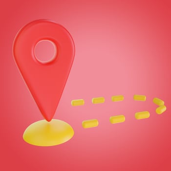Location icon red 3D illustration photo