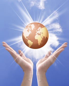 earth globe in hands photo