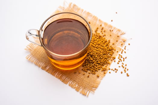 Fenugreek Seeds or Methi Dana drink by soaking it in water overnight. Indian Health tonic photo
