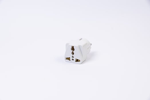 various converter cables adapters for computers and smartphones HDMI VGA USB DVI DP isolated on white photo