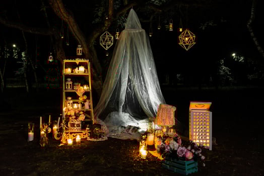 wedding decorations at night photo