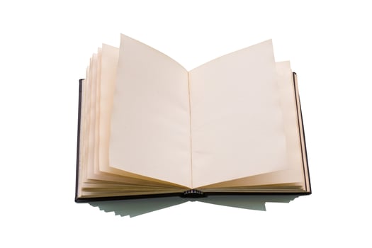 Open book over a white photo