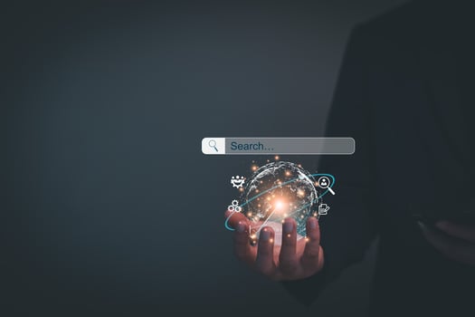 Data Search Technology Search Engine Optimization. Business people are searching for information in digital databases, search jobs, apply online jobs, manage big data bases, business information. photo