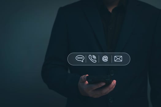 Contact us concept. Business man consulting customers who contact us, call center service, customer consulting service, email, hotline, business contact, digital online business, digital service. photo