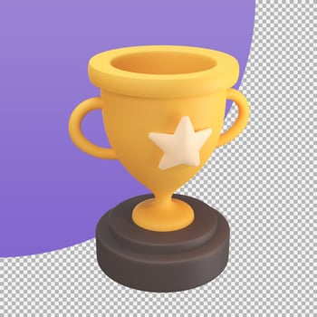 golden trophy Awards for winners of sports events success concept. 3d illustration with clipping path. photo