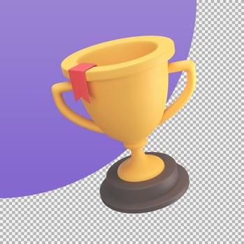 golden trophy Awards for winners of sports events success concept. 3d illustration with clipping path. photo