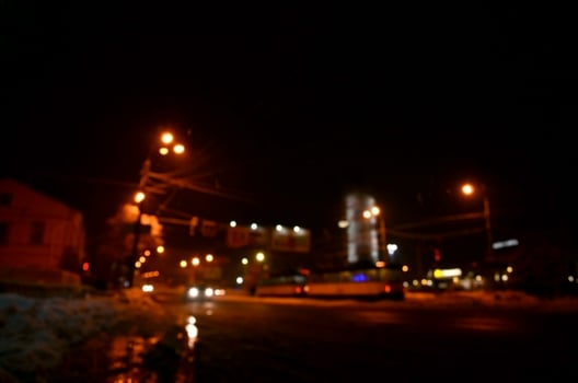 Blurred landscape of night city photo