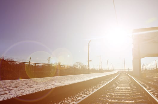 Empty railway station platform photo