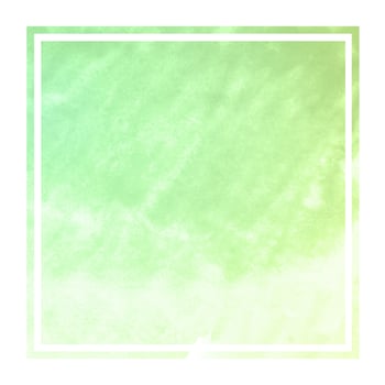 Green hand drawn watercolor rectangular frame background texture with stains photo