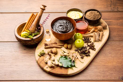 Chyavanprash or chyawanprash is widely consumed in India as a dietary ayurvedic supplement photo