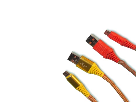 Usb wire. Electronics. Modern technologies. Old wire. Black phone cord photo