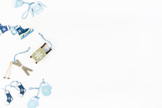 Christmas composition with decorative wooden toys photo