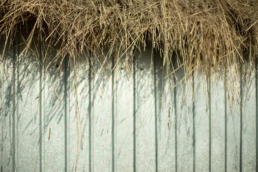Hay in village. Hay and fence. Details of countryside. photo
