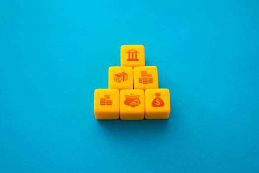 Bank and financial assets. Liquidity of bank financial resources. Stable strong economic banking system, finance. Savings, deposits and loans. Hierarchy. Asset management. photo