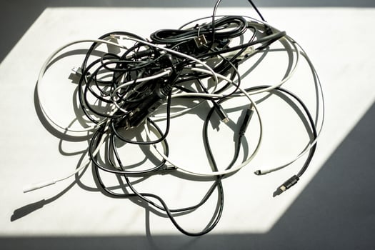 Wires on white background photo