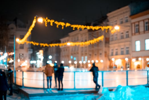 ice skating rink on the square photo