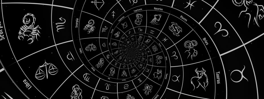 Astrological background with zodiac signs and symbol. photo