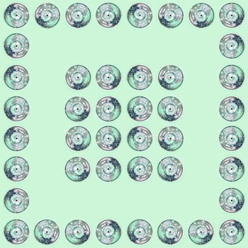 Many used spray cans for graffiti drawing lies on a pastel colored backgroung. Street art painting concept. Minimal flat lay pattern. Top view photo