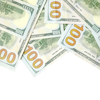 Dollar bills. American money isolated on white with copy space photo