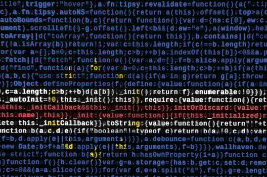 Cabo verde flag is depicted on the screen with the program code. The concept of modern technology and site development photo