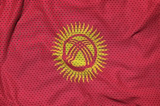 Kyrgyzstan flag printed on a polyester nylon sportswear mesh fab photo