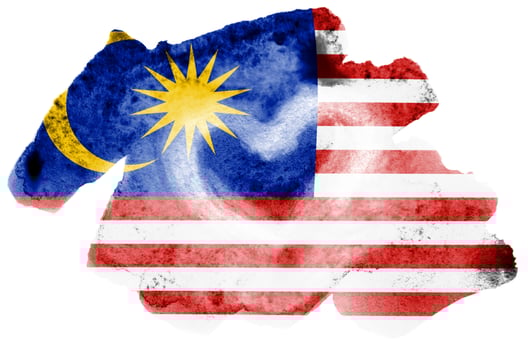 Malaysia flag is depicted in liquid watercolor style isolated on white background photo