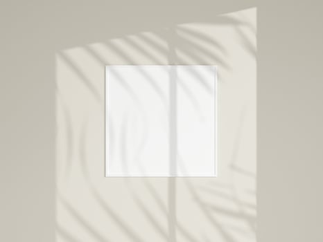 Photo frame mockup on white wall. Minimalist background. Blank picture frame mockup. Poster mockup. Clean, modern, minimal frame. 3d rendering.