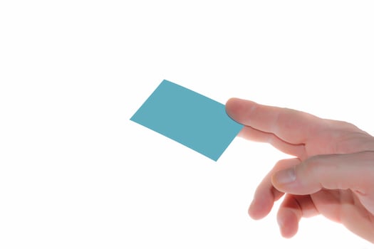 Hand hold blank color business card photo